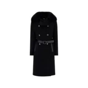 Cappotto nero patrice belted guess