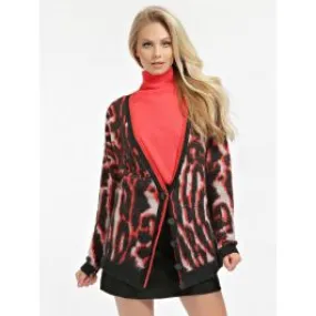 Cardigan misto lana animalier