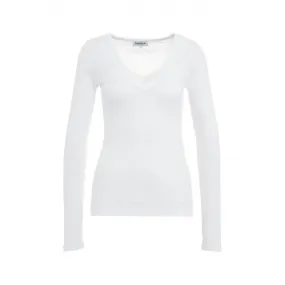 Maglia a maniche lunghe a coste bianco