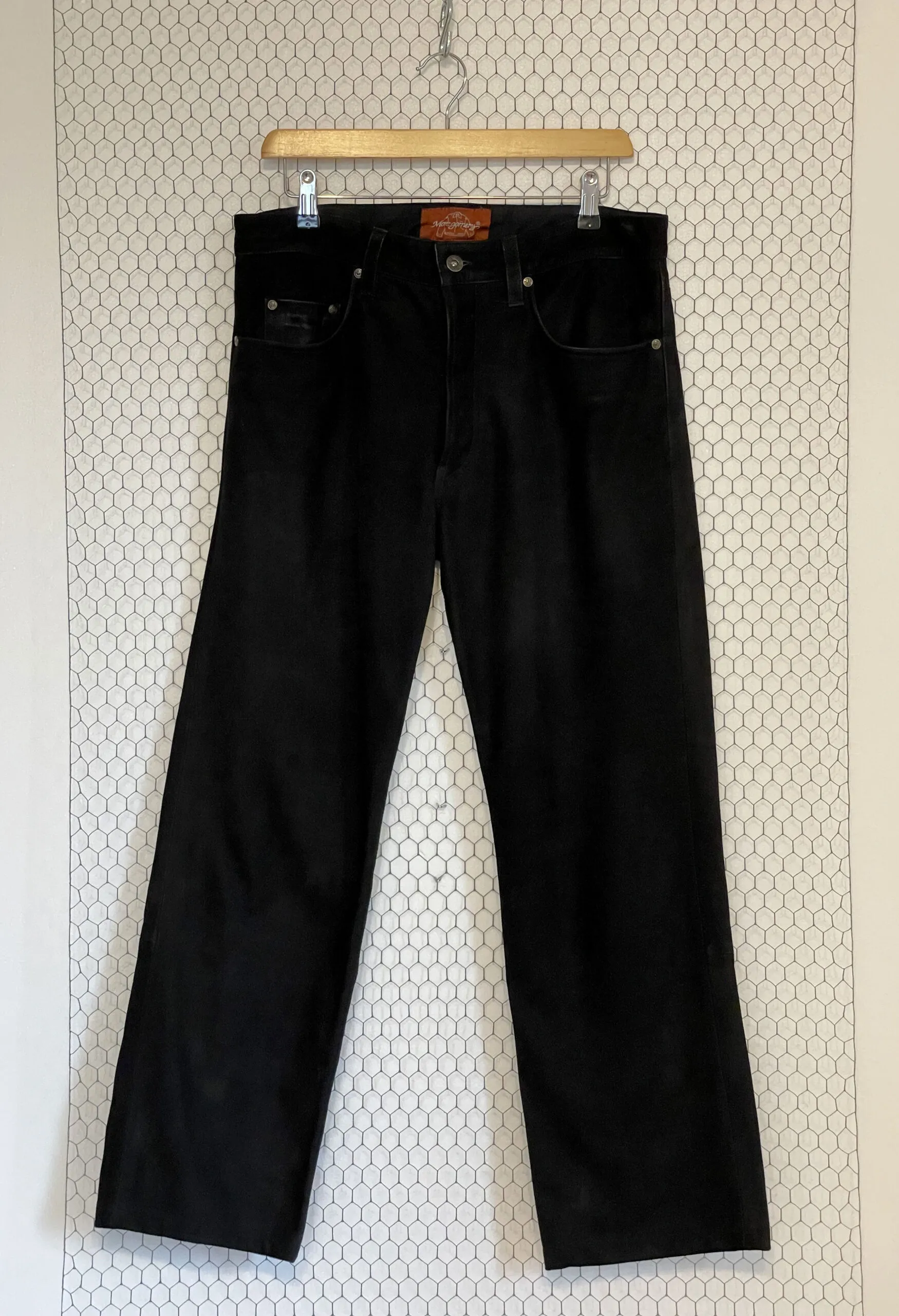 Pantaloni vintage in vero camoscio nero