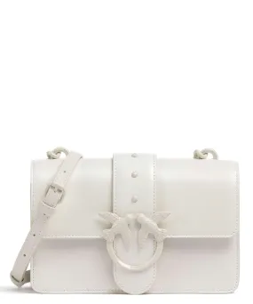  Pinko Love One Mini Borsa a tracolla pelle a grana fine bianco  