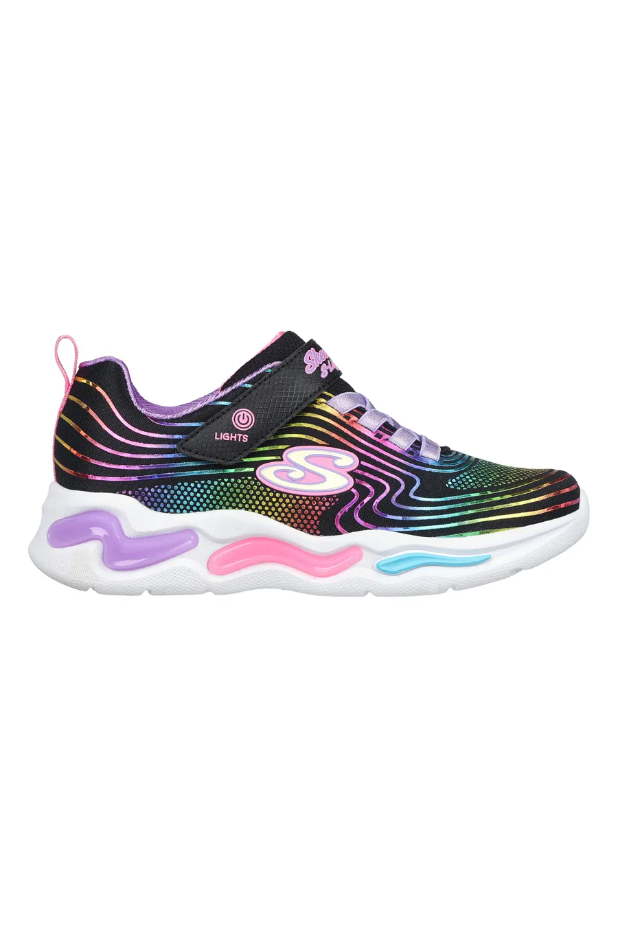 Sneakers con Luci Skechers Heart Lights Rainbow Lux Nere