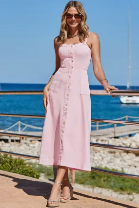 Sosandar Denim - Abito midi con corpino aderente e gonna svasata